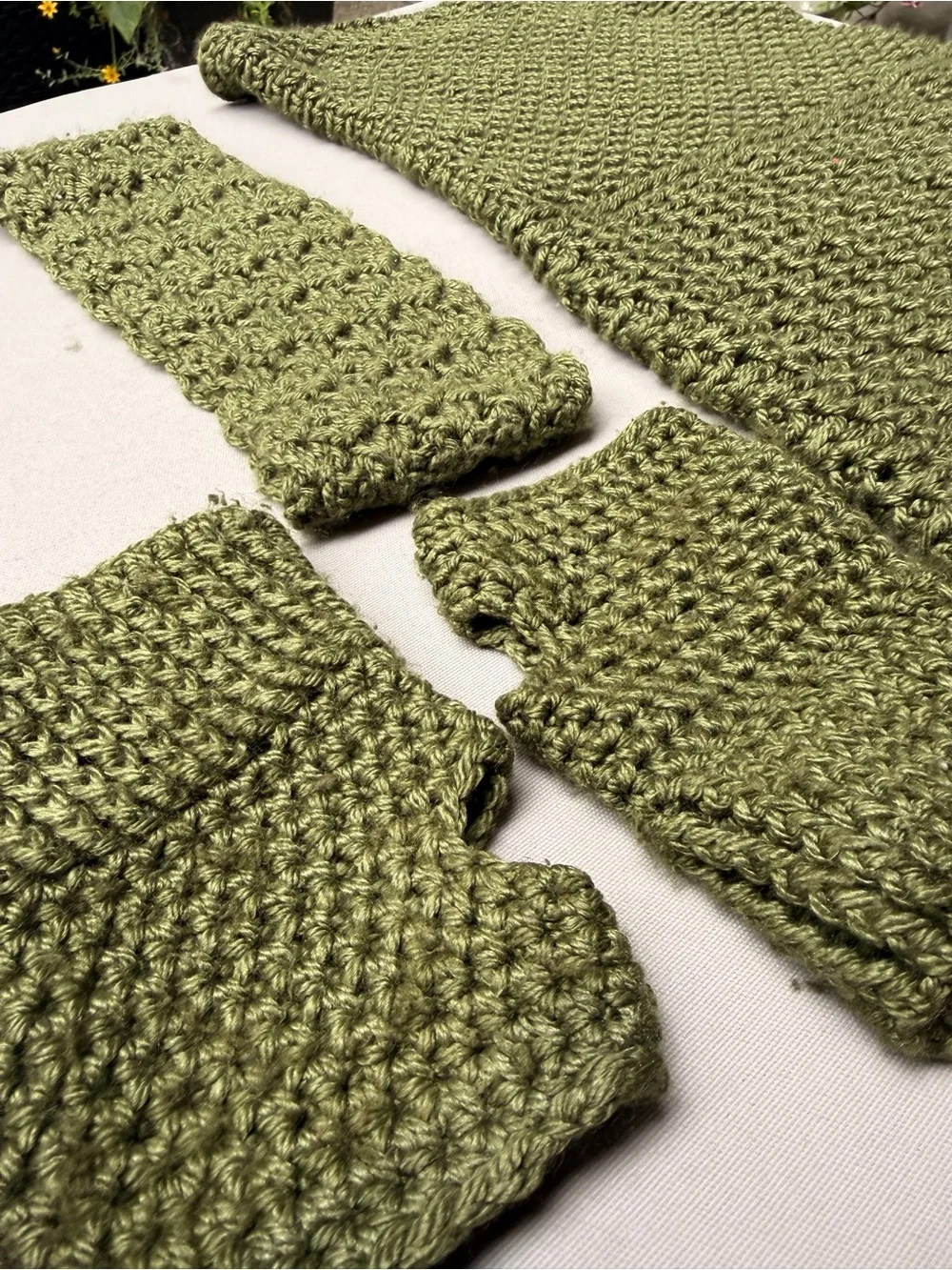 Handmade Olive green 3 Piece Knit Set